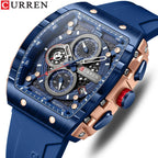 Unique Classic Style CURREN Men's waterproof chronograph watch with silicone strap